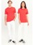 Erkek Kırmızı %100 Pamuk Slim Fit Dar Kesim Bisiklet Yaka Tişört 4