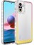 Xiaomi Redmi Note 10 Kılıf Simli ve Renk Geçiş Tasarımlı Lens Korumalı Mkst Park Kapak-Pembe-Sarı 1