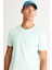 Erkek Mint %100 Pamuk Slim Fit Dar Kesim Bisiklet Yaka Tişört 6