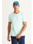 Erkek Mint %100 Pamuk Slim Fit Dar Kesim Bisiklet Yaka Tişört 8
