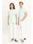 Erkek Mint %100 Pamuk Slim Fit Dar Kesim Bisiklet Yaka Tişört 7