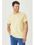 Erkek Sarı %100 Pamuk Slim Fit Dar Kesim Bisiklet Yaka Tişört 5