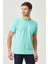 Erkek Turkuaz %100 Pamuk Slim Fit Dar Kesim Bisiklet Yaka Tişört 3