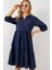 Düğmeli Kısa Kol Elbise 2559 - Lacivert 4