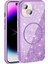 iPhone Uyumlu 15 Kılıf M-Safe Şarj Özellikli Parlayan Simli Zore Okso Kapak-Derin Mor 1