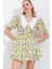 2478 Çiçekli Mini Elbise - Sarı 6