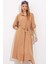 Camel Kuşaklı Gömlek Elbise 2442 3