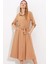 Camel Kuşaklı Gömlek Elbise 2442 2