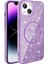 iPhone Uyumlu 11 Kılıf M-Safe Şarj Özellikli Parlayan Simli Zore Okso Kapak-Derin Mor 1