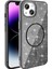 iPhone Uyumlu 13 Kılıf M-Safe Şarj Özellikli Parlayan Simli Zore Okso Kapak-Siyah 1