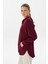 Modal Örme Kapüşonlu Oversize Hırka Bordo 3