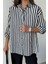 Çizgili Gömlek Keten - Siyah 3