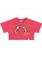 Kız Çocuk Kısa Kollu Crop Baskılı Pembe T-Shirt 1
