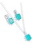 Paraiba Taşlı Kare Lotus Çiçeği Gümüş Set 2