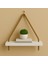Hasır Ipli Tekli Uçan Duvar Rafı - Beyaz Mdf 45X15 cm | Modern Dekoratif Askılı Raf 1
