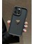 Iphone 15 Pro Uyumlu Kılıf 3D Gold Kalp Darbelere Dayanıklı Yumuşak Kamera Korumalı Kapak Siyah 1