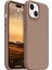 iPhone 15 Kılıf Kadife Lansman Soft Yumuşak Liquid Silikon Kamera Korumalı Kapak Kahve 1