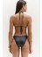 Mutia Bağcıklı Parlak Siyah Bikini Altı 5