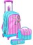Çekçek Tekerlekli Kız Çocuk, Turkuaz Pembe Çizgili, Ilkokul Üçlü Okul Çanta Seti 1