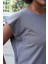 Kadın Modal Ipeksi Likralı Kumaş Geniş Sıfır Yaka Düşük Omuzlu T-Shirt Bluz-Antrasit 5