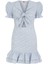 Kadın Mavi Noid Dress Kısa Kollu Şık Elbise 1