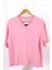 Pembe V Yaka Kısa Kol T-Shirt 1