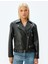 Yeni Sezon Crop Oversize Suni Deri Biker Ceket Fermuarlı Cepli Kemer Detaylı 3