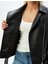 Yeni Sezon Crop Oversize Suni Deri Biker Ceket Fermuarlı Cepli Kemer Detaylı 5