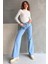 Yüksek Bel Geniş Paça Dikişsiz Paça Wide Leg Jean - 1419 2