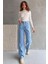 Yüksek Bel Geniş Paça Dikişsiz Paça Wide Leg Jean - 1419 3