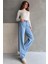 Yüksek Bel Geniş Paça Dikişsiz Paça Wide Leg Jean - 1419 4
