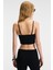 Lumına Kadın Ince Ayar Askılı Slim Crop Siyah Atlet 5