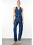 Yüksek Bel Geniş Paça Bol Kesim Koyu Indigo Kadın Denim Pantolon DT10544 1