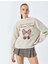 Yeni Sezon Şardonlu Kiraz Baskılı Uzun Kollu Bisiklet Yaka Oversize Sweatshirt 1