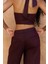 Lvdovila Bordo Keten Crop Yelek Pantolon Takım 6