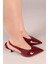 Yaleni Arkası Lastikli Rugan Stiletto Bordo 4
