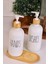 Elite 2’li Beyaz Mutfak Cam Sıvı Sabunluk Seti 500ML 500ML Bambu Standlı 1 Adet 1