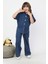 Çiçek Detaylı Denim Takım 4