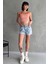 Beli Lastikli Pileli Duble Paça Denim Şort 2