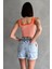 Beli Lastikli Pileli Duble Paça Denim Şort 5