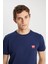 Regular Fit Small Logo Lacivert Erkek T-Shirt MW70MD3335 4