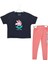 Kız Çocuk Siyah We Start Again Baskılı Tişört Pembe Tayt 2'li Yazlık Takım (3-7 Yaş) 4