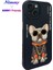 iPhone 15 Pro Uyumlu 3D Gözlük Zincir Köpek Detaylı Nakış İşlemeli Kabartmalı Cool Glasses Kılıf 7