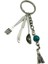 Zincirli Turkuaz Doğal Taşlı Metal Minyatür Bıçak Kaşık Çatal Anahtarlık, Minyatür Anahtarlık 2