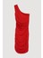 Drape Detaylı Tek Omuz Cut Out Mini Elbise Kırmızı 1