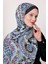 Mavi Soyut Çiçek Desen Love Şal 1
