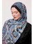 Mavi Soyut Çiçek Desen Love Şal 2