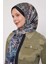 Indigo Soyut Çiçek Desen Love Şal 1