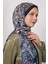 Indigo Soyut Çiçek Desen Love Şal 2