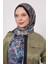 Indigo Soyut Çiçek Desen Love Şal 3